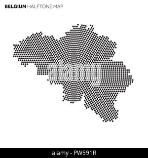 Belgium country map made from radial halftone pattern Stock Vector