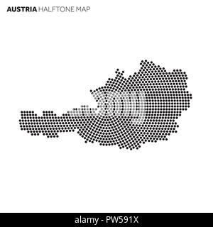 Austria country map made from radial halftone pattern Stock Vector