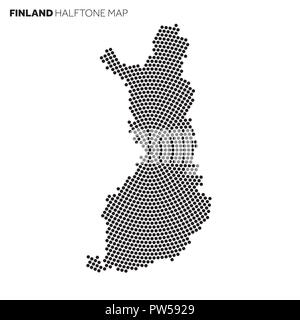 Finland country map made from radial halftone pattern Stock Vector