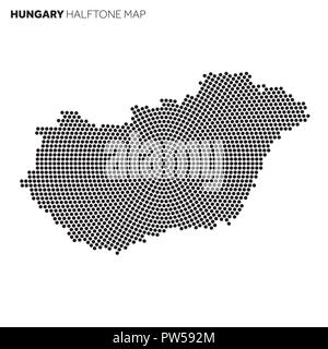Hungary country map made from radial halftone pattern Stock Vector