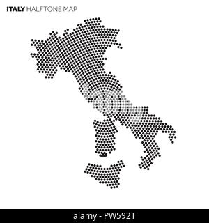 Italy country map made from radial halftone pattern Stock Vector