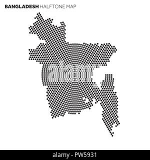 Bangladesh country map made from radial halftone pattern Stock Vector