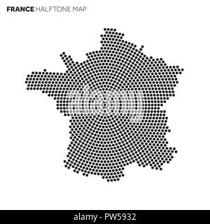 France country map made from radial halftone pattern Stock Vector