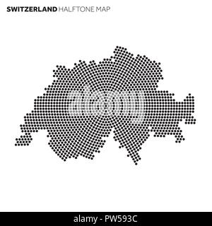 Switzerland country map made from radial halftone pattern Stock Vector