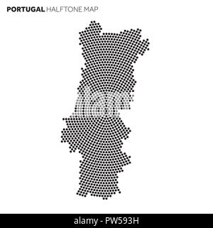 Portugal country map made from radial halftone pattern Stock Vector