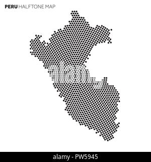 Peru country map made from radial halftone pattern Stock Vector