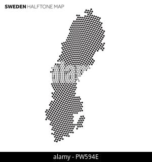 Sweden country map made from radial halftone pattern Stock Vector