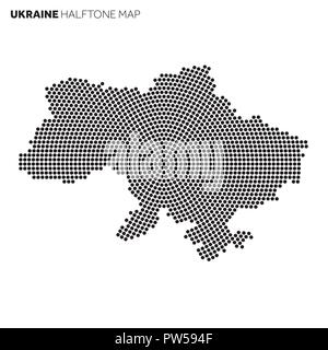 Ukraine country map made from radial halftone pattern Stock Vector