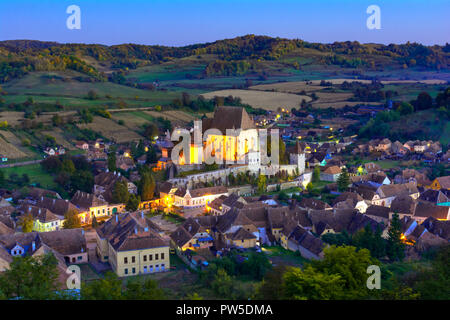 Biertan,Transylvania, Romania: View of  the fortified church in the Saxon village, during the sunset Stock Photo