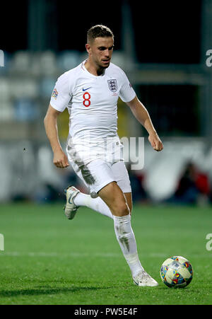 England's Jordan Henderson during the UEFA Nations League match at Stadion HNK Rijeka in Croatia. PRESS ASSOCIATION Photo. Picture date: Friday October 12, 2018. See PA story SOCCER Croatia. Photo credit should read: Tim Goode/PA Wire. RESTRICTIONS: Use subject to FA restrictions. Editorial use only. Commercial use only with prior written consent of the FA. No editing except cropping. Stock Photo