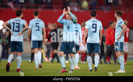 Northern Ireland's Steven Davis applauds the fans after the UEFA Nations League match at the Ernst Happel Stadium, Vienna. Stock Photo