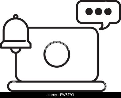 laptop computer speech bubble bell call center vector illustration Stock Vector