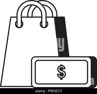 online shopping bag and banknote vector illustration Stock Vector