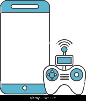smartphone and control device drone technology vector illustration Stock Vector