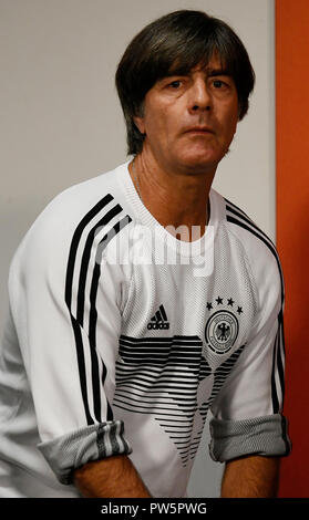 Amsterdam, Netherlands. 21st Apr, 2017. 12 October 2018, The Netherlands, Amsterdam: National coach Joachim Loew attends the press conference in the Johan Cruyff Arena. The national team of Germany will play against the Netherlands in the Nations-League game next Saturday. Credit: Ina Fassbender/dpa/Alamy Live News Stock Photo