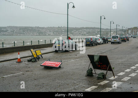 Penzance, Cornwall, UK. Saturday 13th October 2018. Highwinds , rain ...