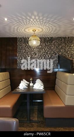 Restaurant table set ready Stock Photo