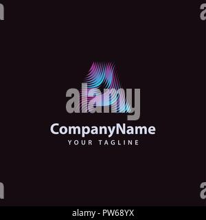 Letter A modern Wave line Logo design template. Stock Vector