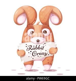 Crazy rabbit with big eye. Stock Vector