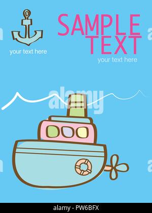 creative vector illustration with a pink submarine Stock Vector