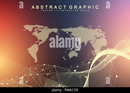 Technology abstract background with connected line and dots. Big data visualization. Artificial Intelligence and Machine Learning Concept Background. Analytical networks. Vector illustration. Stock Vector