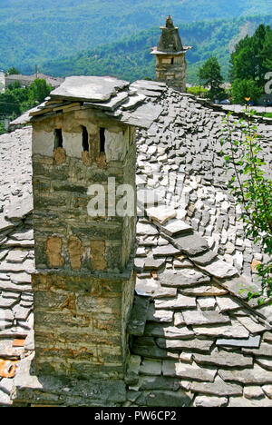 A traditional stone-made house of Vitsa village, Zagoria area, Epirus region, north-western Greece. Stock Photo