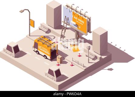Vector isometric billboard fixing Stock Vector Image & Art - Alamy