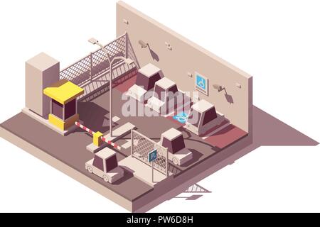 Vector isometric secure car parking Stock Vector