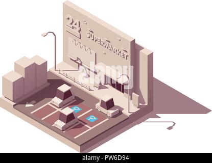 Vector supermarket car parking lot Stock Vector