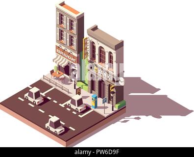Vector isometric street car parking Stock Vector