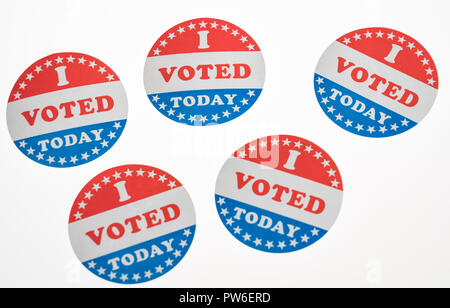 I Voted Today paper stickers on white background Stock Photo