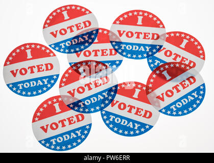 I Voted Today paper stickers on white background Stock Photo