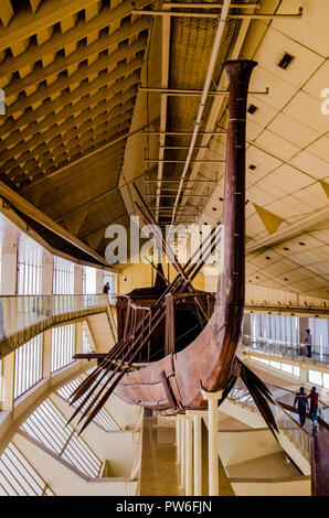 Giza, Cairo, Egypt - April 2018. Ancient Egypt Solar Boat of Giza. Stock Photo