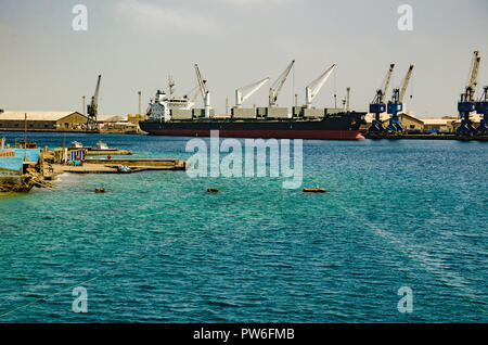 Port Sudan, Sudan - April 2018. View from the Yacht. Stock Photo