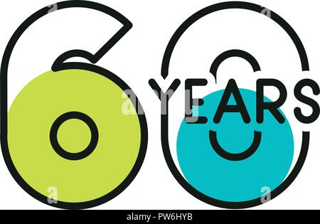 number 60 for anniversary celebration card icon Stock Vector