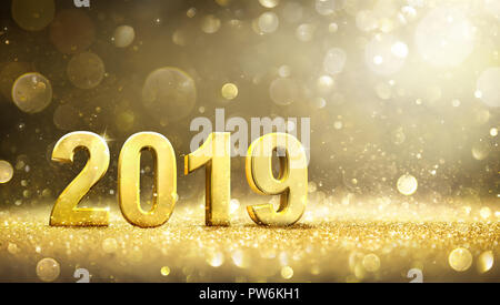 2019 - New Year Decoration - Greeting Card Stock Photo