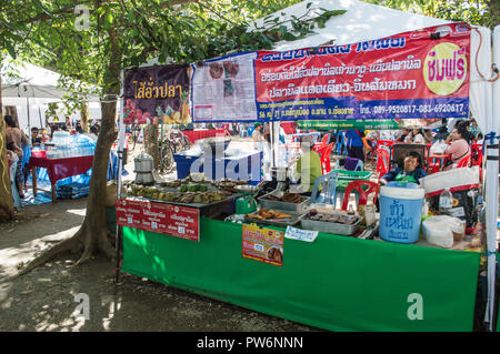 Chiang Rai, Thailand - December 11, 2017 : The Festival, The 10 Hill Tribe Ethnic groups within Mae Sai. Food zone, Thai style, Thai Northern style. Stock Photo