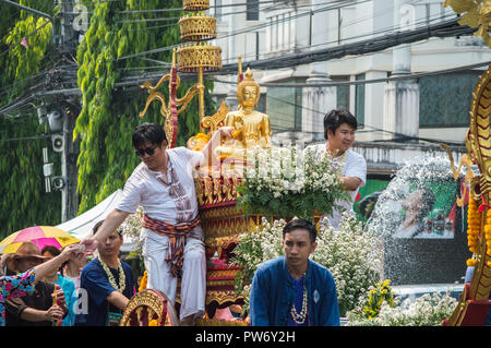 Chiang Rai, Thailand - April 13, 2018 : Songkran festival at Suan Tung Lae Khom Chiang Rai Park in Chiang Rai. Stock Photo