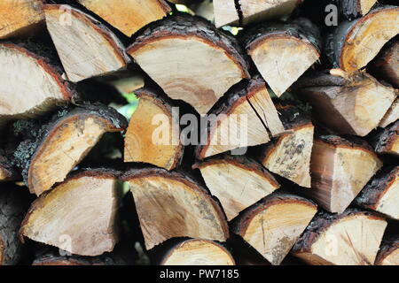 Chopped and stacked firewood  background Stock Photo
