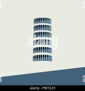 Vector Icon of the Tower of Pisa in flat design Stock Vector