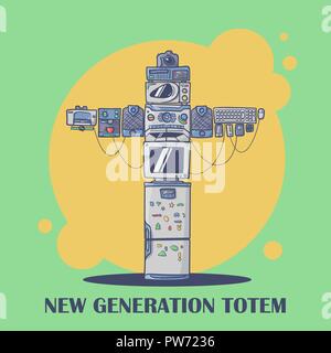 New Generation Totem compoung from different gadgets Stock Vector