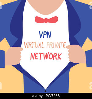 Handwriting text writing Vpn Virtual Private Network. Concept meaning Safe Encrypted connection over the Internet. Stock Photo