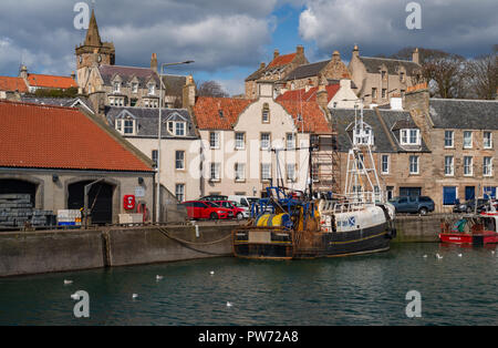Beatiful old houses at the waterfront of Pittenweem, Fife, Scotland, United Kingdom Stock Photo