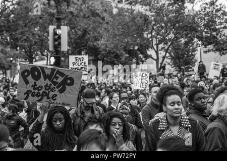 Black Lives Matter Protest in Black and White, Oakland, California, USA, 2016 Stock Photo