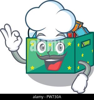 Chef cartoon toy boxes in a bedroom Stock Vector