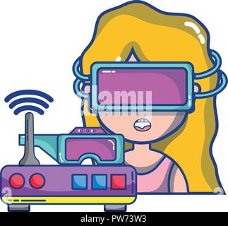 FPV goggles technology cartoons Stock Vector