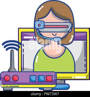 FPV goggles technology cartoons Stock Vector