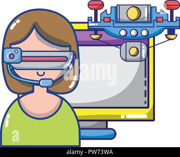 FPV goggles technology cartoons Stock Vector