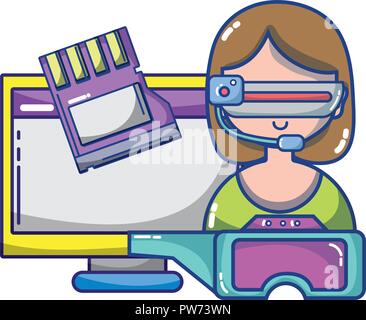 FPV goggles technology cartoons Stock Vector