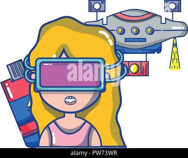 FPV goggles technology cartoons Stock Vector